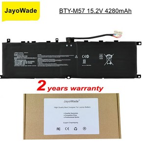 JayoWade 블루투스Y-M57 노트북 배터리 MSI GP66 MS-17K3 레오파드 10UG 시리즈 15.2V 4280mAh 65Wh 블루투, 한개옵션0, 1개