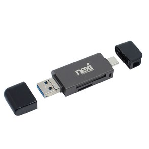 넥시 3D 카드리더기 USB 3.0 C타입, NX887 NX-3IN1CRD, 다크그레이, 1개