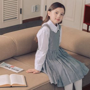 셀덴[동아백화점 수성점] 23년 가을 단정한 정장핏 민소매 스퀘어넥 잔체크 주름 원피스 EDOW23801-01