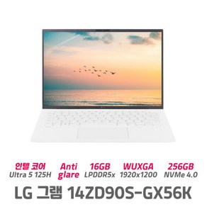 LG그램 14ZD90S-GX56K 24년 울트라5 16GB SSD 256GB 사무용 학생용 가벼운 노트북, Fee DOS, 화이트