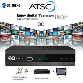 CAAVO ATSC TV 튜너 디지털 컨버터 박스 녹화 및 재생 HDMI 출력 타이머 설정 HDTV 라이브 1080P, 01 ATSC Box, 01 KR, 1개