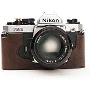 니콘 nikon fm2 fm fm2n fe fe2 독점 블루 타입 가죽 바디 케이스 블랙, 어두운 갈색