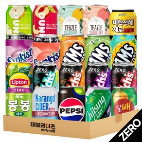 [데일리이츠] 제로칼로리 뚱캔 탄산음료 과즙음료 20종류 총 20캔 세트, 1세트, 355ml