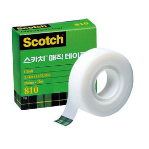 3M 스카치 매직 테이프 리필 810R 18mm 32m 반투명 1인치 코어 테이프, 단품