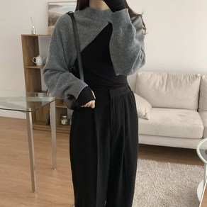 [자체제작~! 요즘유행~!] 강추 크로스 언발 사선 볼레로 니트