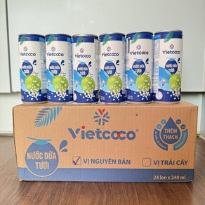 VIETCOCO 코코넛 워터 비엣코코 코코넛 음료, 240ml, 24개