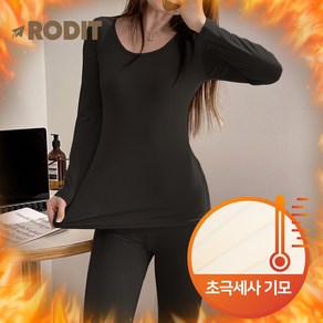 RODIT 히트탑 여성 발열내의 세트 슬림핏 기모 초극세사