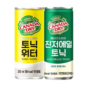 캐나다드라이 진저에일 250mlx15캔+토닉워터 250mlx15캔, 30개, 250ml