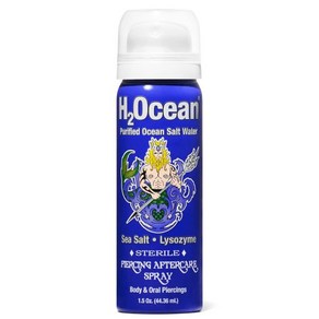 H2Ocean 피어싱 애프터케어 스프레이 유기농 세척 귀 코 해군 구강 바디 1.5oz, 1.5 Fl Oz (Pack of 1), 1개, 44.36ml