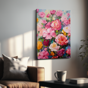 아트앤코 돈 들어오는 꽃 캔버스 그림 75x50cm 풍수지리 인테리어 대형 액자, AT3084 풍요의 장미 플로라