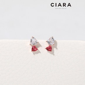 CIARA 14K Nerola 더블캐럿하트 레드드랍 귀걸이(SilverPin)