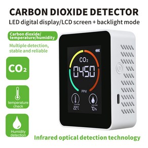 공기질측정기 실내 이산화탄소측정기 3 인 1 디지털 TVOC HCHO 감지기 대기질 모니터 CO2 센서 미터, 1개