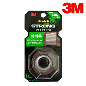 3M 스카치 OD115 강력 폼 양면 테이프 외벽용 12mmX1.5m 페인트벽 벽돌, 1개