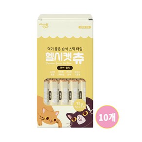 고양이간식 기호성 좋은 캣 짜먹는 츄르 습식 냥이 영양 간식 헬시캣츄 5p, 10개, 75g, 연어+참치