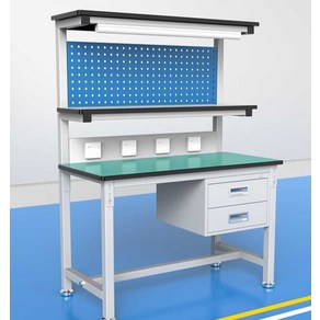 프로파일 작업대 정전기 방지 이중층 조립식 테이블, 조명이 있는 더블 레이어 80x60x75, 1개