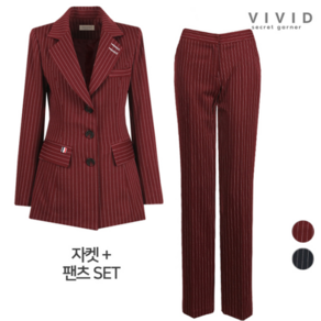 비비드 시크릿가너VIVID SET 여성 롱스트라이프2 정장자켓_일자팬츠 세트1597166