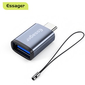 Essage A타입 5핀 to C타입 변환 젠더 스트랩 포함, USB 3.0 to C타입, 2개, 그레이