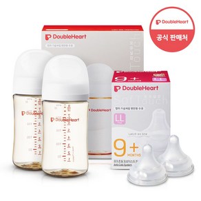 더블하트 모유실감 3세대 PPSU 베이직 트윈팩 240ml+젖꼭지(2입), 제뉴인화이트, 3세대 젖꼭지LL, 1개