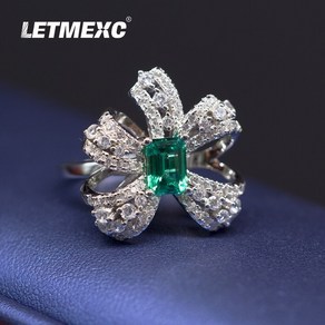 letmexc lab Grown columbia 에메랄드 보석 1ct 925 스털링 꽃