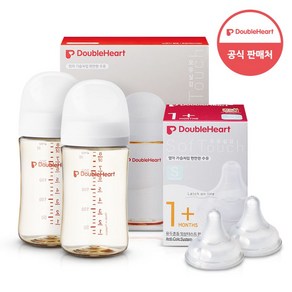 더블하트 모유실감3세대 젖병 트윈팩+젖꼭지2입+물티슈, 제뉴인화이트(S 2입), 1개, 240ml