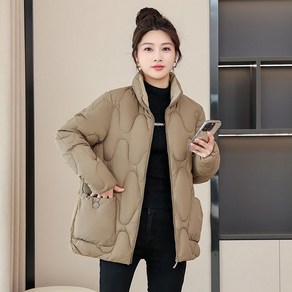 ROYALBELLE 여성 루즈핏 스탠드카라 패딩 점퍼 베이직 캐주얼 데일리 다운 재킷 Y01120011