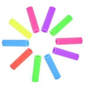 10pcs 모듬 된 색상 재사용 가능한 실리콘 빨 대 팁 0.24inch 6mm 스테인레스 스틸 마시는 빨대