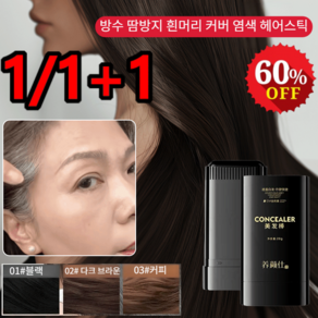 1/1+1 방수 땀방지 흰머리 커버 염색 헤어스틱, [1+1]01 내추럴블랙