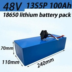 전기 스쿠터 내장 리튬 이온 부드러운 배터리 팩 48V 18650 100Ah 13S5P 48V 100000mAh 2000W 50A BMS, 1개