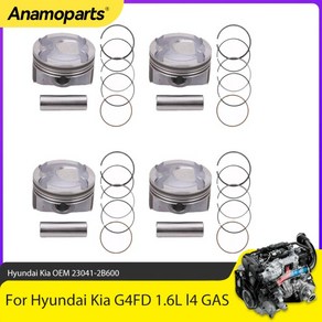 링세트 포함 엔진 부품 피스톤 1.6 L G4FD 2012-2017 현대 엑센트 SE 벨로스터 기아 소울 l4 GAS, 1개
