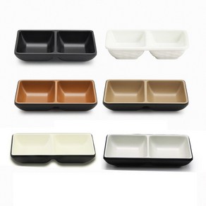 6종 컬러선택 멜라민 2구 소스볼 분리형 반찬그릇 업소용 가정용 식당 식기, 1개, 화이트멜라민