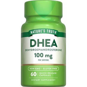 Natue's Tuth DHEA 자연의 진실 100mg 60캡슐 비 유전자 변형 및 글루텐 무첨가 보충제, 1개, 60정