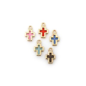 비즈아이 [7093-01]종교펜던트 에폭 미니도형십자가 6.5x11mm 골드 1개