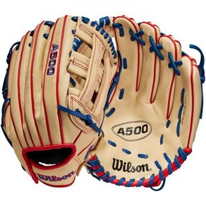 WILSON 윌슨 2023 A500 야구글러브 야구장갑 왼손투구용 Left Hand Thow, Blonde/Red/Royal, 12