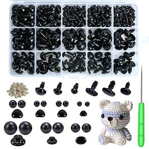 Safety Eyes and Noses 462Pcs Black Plastic Stuffed Coche 안전 눈과 코 공예용 와셔가 있는 검은색 플라스틱 박제 크로셰 눈 462, 1개, 기타