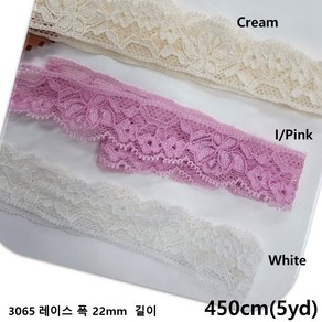 DKLACE-3065 / 자가드 스판 레이스 (폭 2.2cm 길이 1yd / 5yd / 10yd / 20yd기준) / 자가드 스판 레이스 모음, 5개, 인디언핑크(I/Pink)