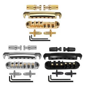 6현 기타 Tune O Matic 브리지 및 일렉트릭 교체 액세서리용 포스트가 있는 테일피스 1세트, 03 Silve, 1개