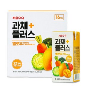 서울우유 과채플러스 옐로우 190ml 16팩 과일 주스 음료 대용량, 16개