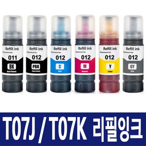 엡손 T07J T07K 호환 리필크 L8160 L8180 엡손 011 012 잉크호환 엡손 T07J1 T07J170 T07K1 T07K170 호환잉크, PBK, 1개