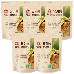 백설 100프로 유기농 갈색설탕 1kg, 5개