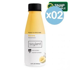 Soylent 소일렌트 프로틴 뉴트리션 쉐이크 20g + 비타민 & 미네랄 함유 414ml 2팩 Potein Nutition Shake Banana, 2개