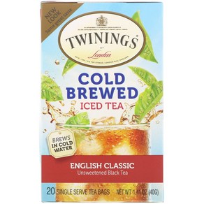 Twinings 콜드브루 아이스티 잉글리시 클래식 티백 20개입 40g(1.41oz), 2g, 1개