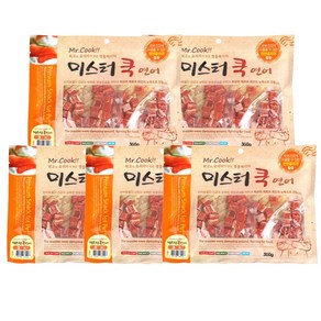 도그펜시아 미스터쿡 강아지 간식 큐브&슬라이스 혼합, 연어맛, 300g, 5개