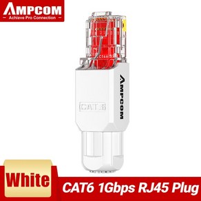 슬리빙케이블 파워 서플라이 AMPCOM Tool fee RJ45 커넥터 압착 공구 없음 UTP 1000Mbps CAT6 CAT5E 모듈 형 플러그 연선 솔리드 La 473EA4, 03 CAT6 White, 1개