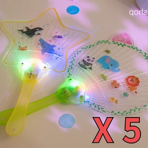 LED 투명 플라스틱 부채 만들기 파티 행사 도형 응원부채 5개 방과후교구 DIY, 별