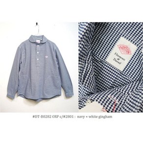 DANTON 단톤 숄카라 풀오버 셔츠 2024년 봄 여름 OXFORD GINGHAM 스테디셀러