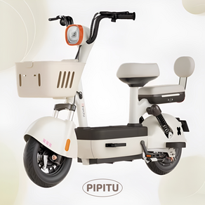 PIPITU 최신형 전기 자전거 자토바이 전동 자전거 바이크, 디럭스에디션 화이트, 카본