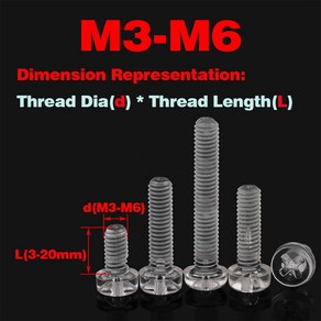 투명 플라스틱 라운드 헤드 나사 너트 나일론 필립스 볼트 M3M4M5M6, [33] 20pcs  M4x35