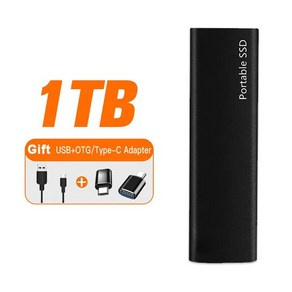 외장하드 hdd 하드디스크2tb 휴대용 솔리드 스테이트 외장 하드 드라이브 노트북 데스크탑용 2TB USB3.1 인터페이스 오리지널 SSD 고속 저장 디스크, [01] Black 1TB, 01 Black 1TB