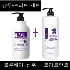 세트구성~ 카미 타쿠미 블루베리 데일리프레쉬 샴푸 1500g + LPP 엘피피 트리트먼트 1000ml /(소량구매구성) 정품, 1개, 1L