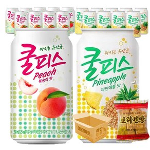 예진마트 쿨피스 복숭아 10캔 + 파인애플 10캔 350ml (총 20캔), 20개